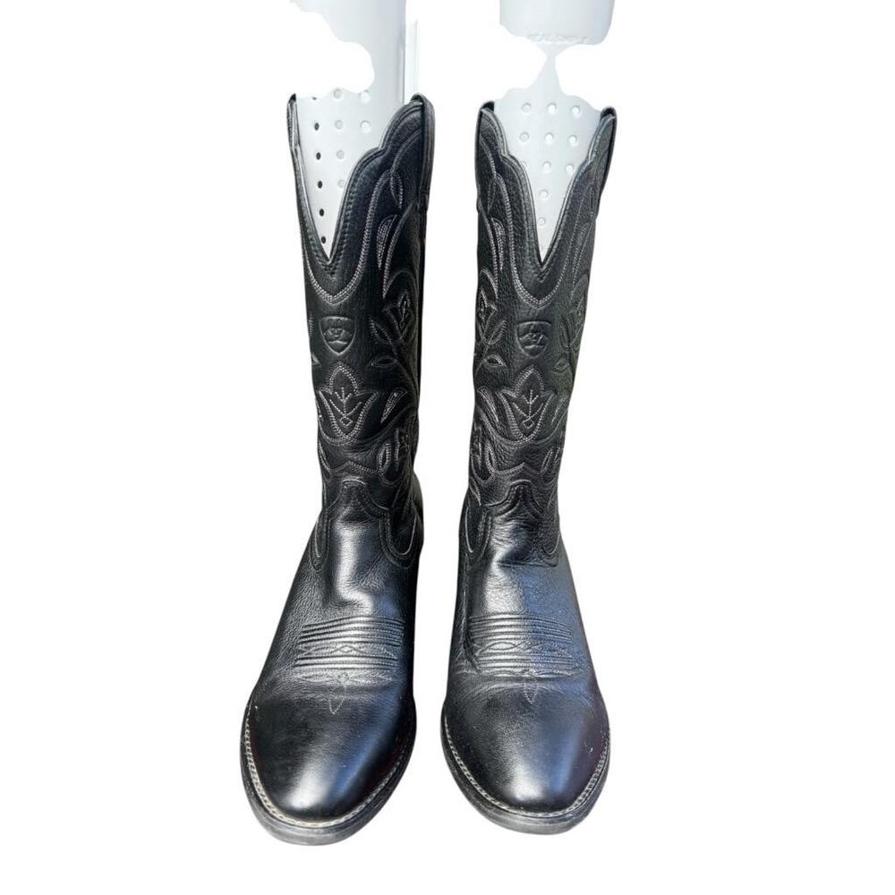 Ariat Heritage R Toe Cowboy Boot Black Leather Women size 9.5 - Picture 3 of 6